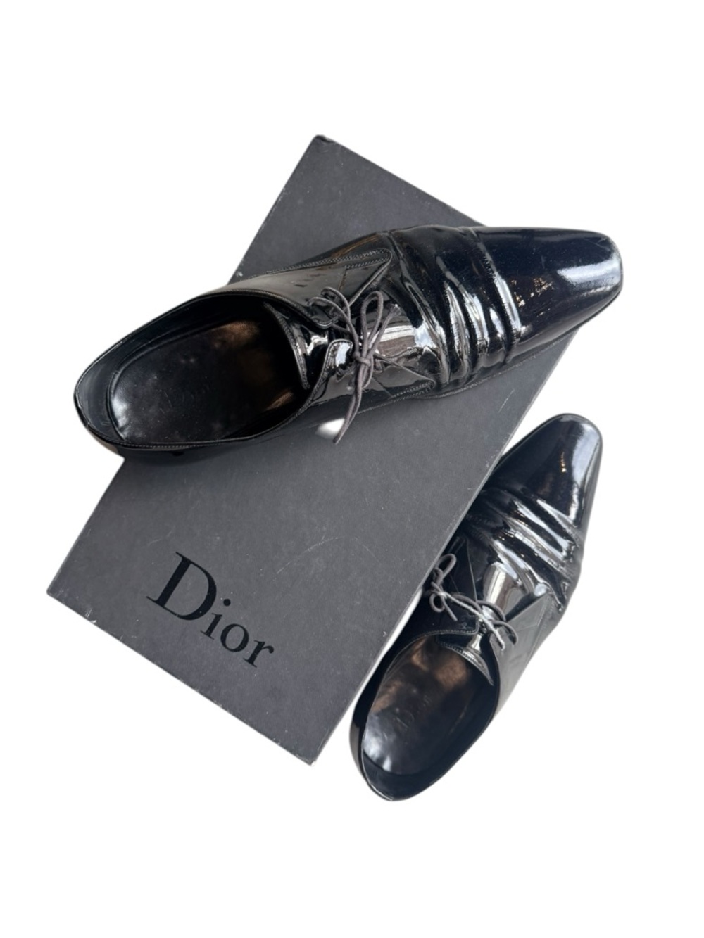 Dior Homme by Hedi Slimane Black Patent Leather Lace-Up Dress Shoes